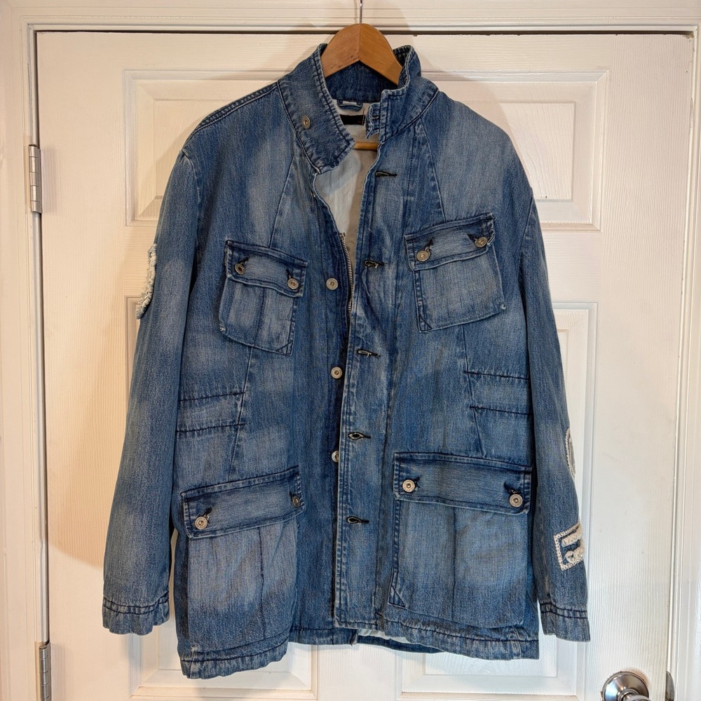Diesel Gentna Denim Field Jacket Men L Military Grunge Coat OOECAL Japan Y2K